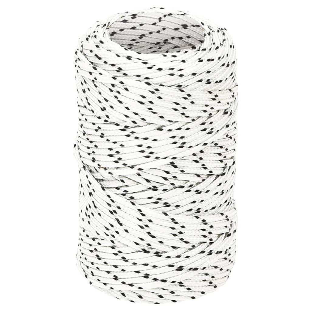 Flettet tovværk 2 mm x 25 m polyester hvid