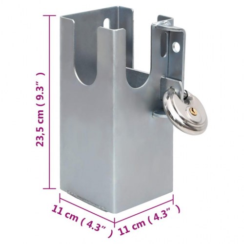 Trailerlås i stål 11 × 11 × 23,5 cm - sølvfarvet koblingslås