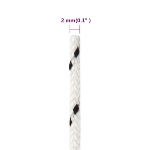Flettet tovværk 2 mm x 100 m polyester hvid&#9;