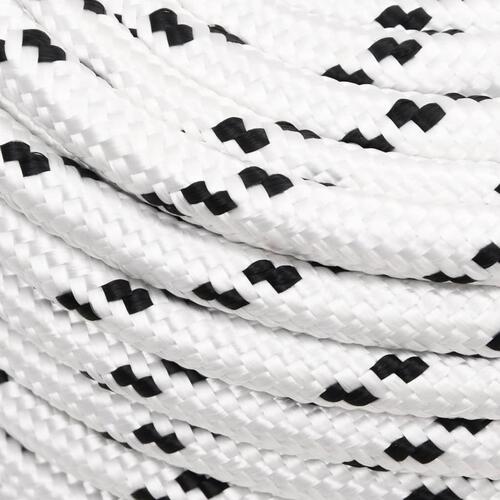 Flettet tovværk 12 mm x 25 m polyester hvid