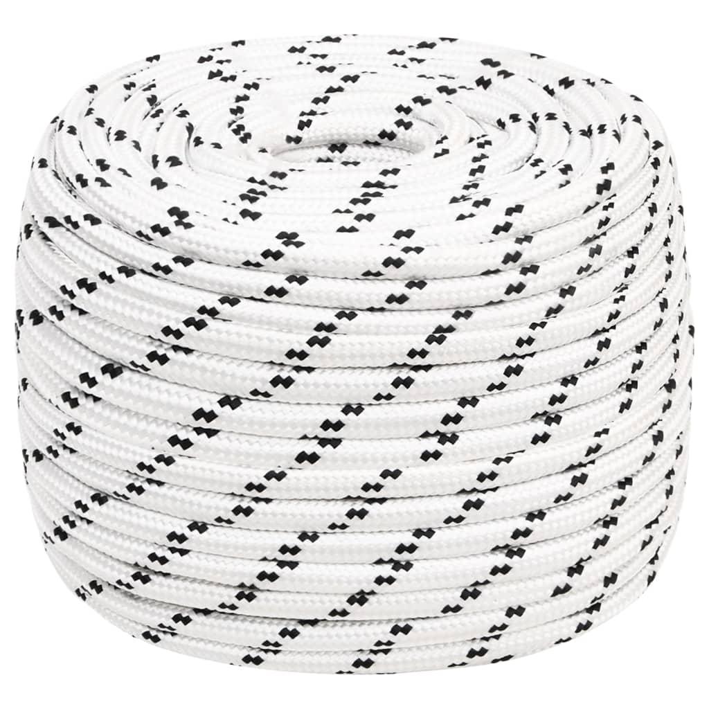 Flettet tovværk 12 mm x 100 m polyester hvid