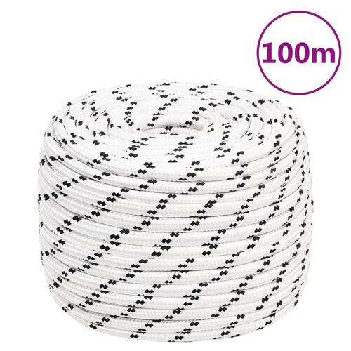 Flettet tovværk 12 mm x 100 m polyester hvid
