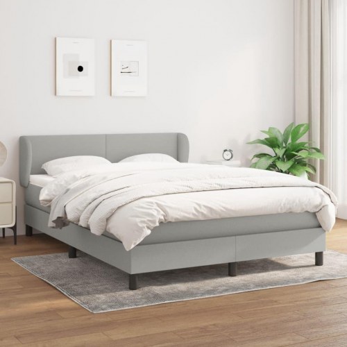 Kontinentalseng med madras 140×190 cm - stof, lysegrå
