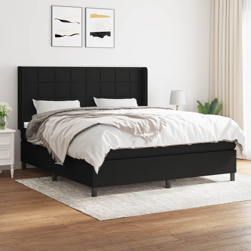Kontinentalseng Med Madras Stof Sort - Blok med firkanter / 160 x 200 cm