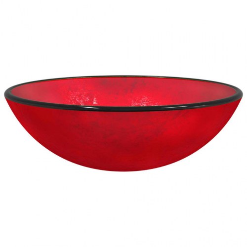 Håndvask i hærdet glas 42 × 14 cm - rød bordmonteret