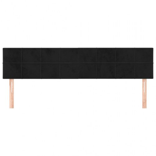 Sengegavl i fløjl - 200×5×78/88 cm, sort