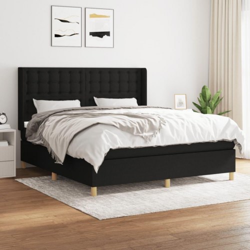 Kontinentalseng med madras 160×200 cm - stof, sort