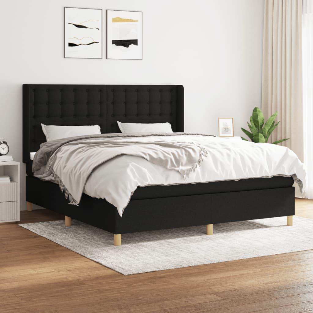 Kontinentalseng Med Madras Stof Sort - knapper / 160 x 200 cm