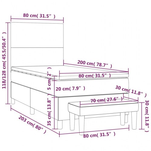 Kontinentalseng med madras 80x200 cm - stof, sort