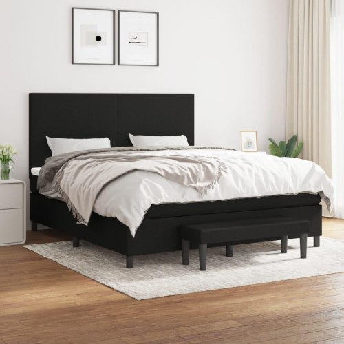 Kontinentalseng med madras 160×200 cm - stof, sort