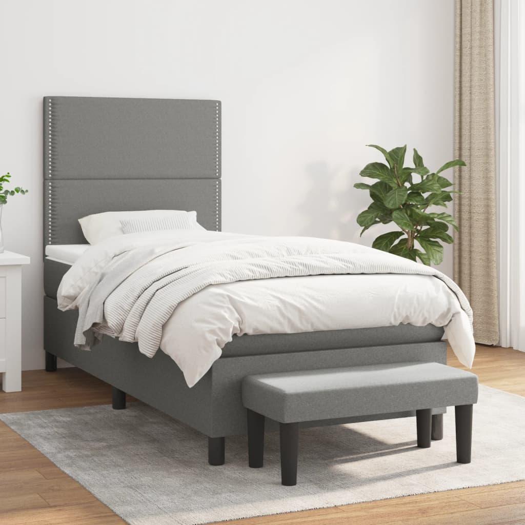 Kontinentalseng med madras 90x200 cm stof mørkegrå