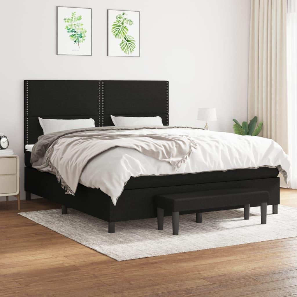 Kontinentalseng med madras 160×200 cm - stof, sort