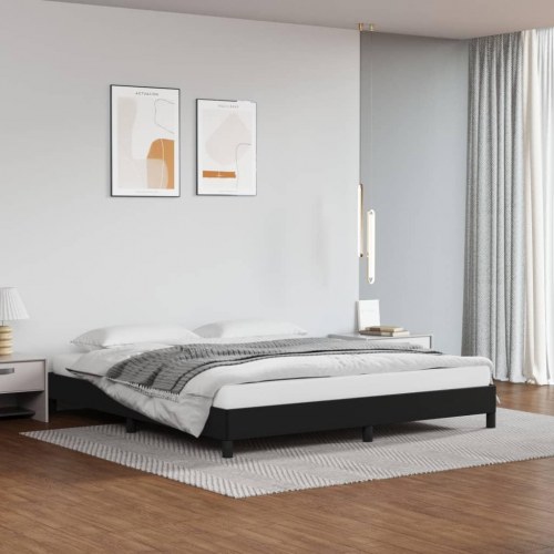 Sengeramme 160x200 cm i sort kunstlæder