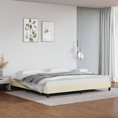 Sengeramme 200x200 cm kunstlæder cremefarvet