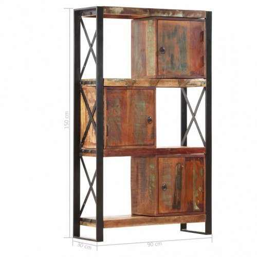 Bogreol 90x30x150 cm massivt genbrugstræ
