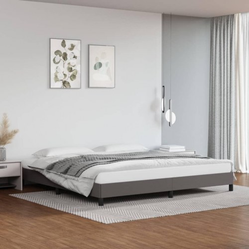 Sengeramme 200 x 200 cm i gråt kunstlæder