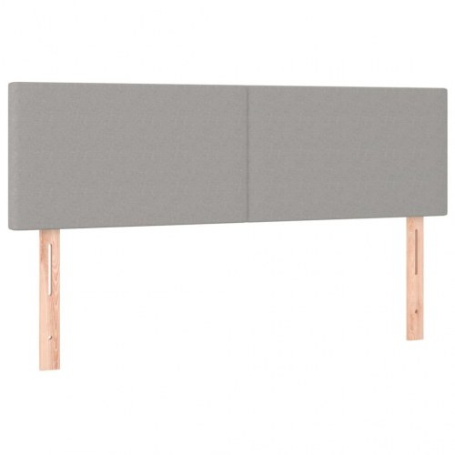 Kontinentalseng 140x200 cm - stof, lysegrå, inkl. madras og topmadras