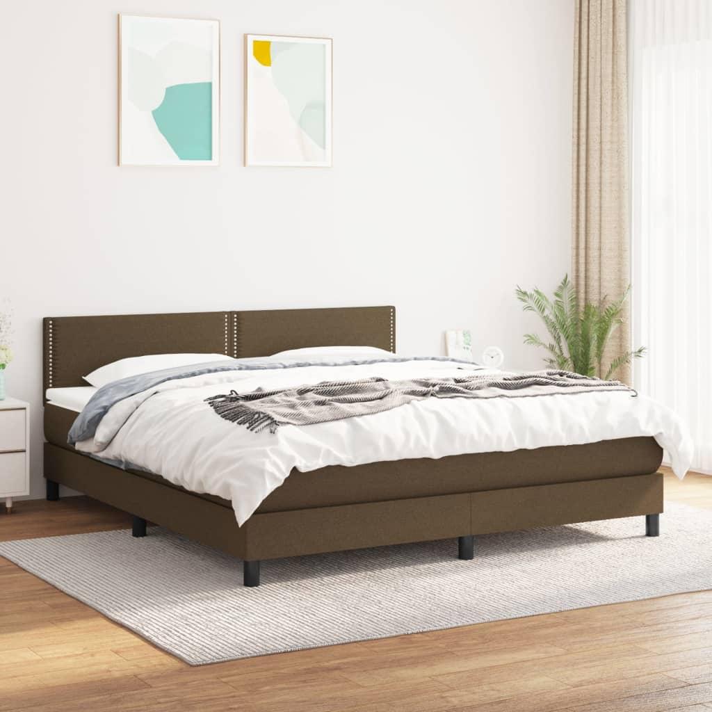 Kontinentalseng med madras 160x200 cm stof mørkebrun