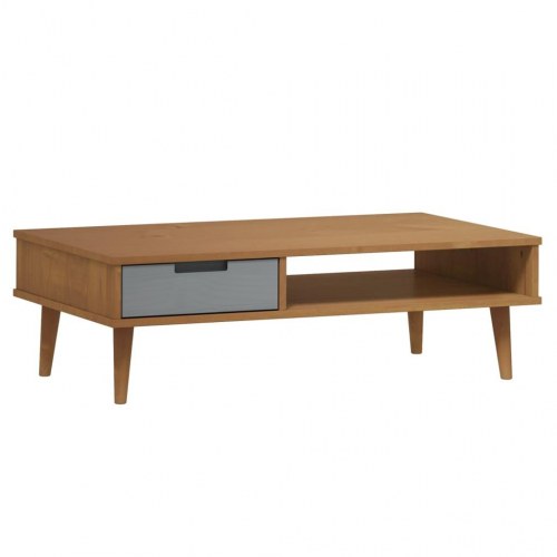 Sofabord MOLDE 100x55x31 cm massivt fyrretræ brun