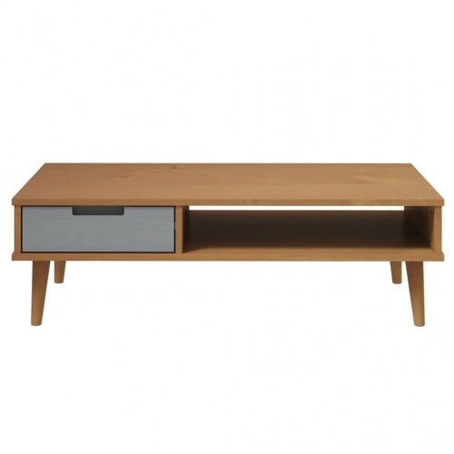 Sofabord MOLDE 100x55x31 cm massivt fyrretræ brun