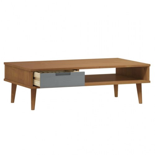 Sofabord MOLDE 100x55x31 cm massivt fyrretræ brun