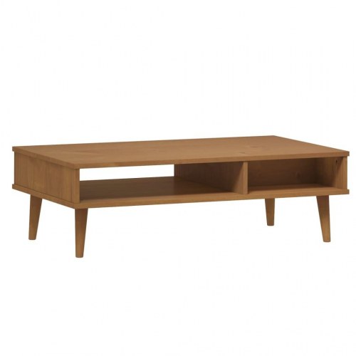 Sofabord MOLDE 100x55x31 cm massivt fyrretræ brun