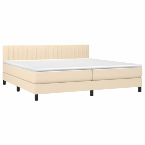 Kontinentalseng med madras 200x200 cm - stof, cremefarvet