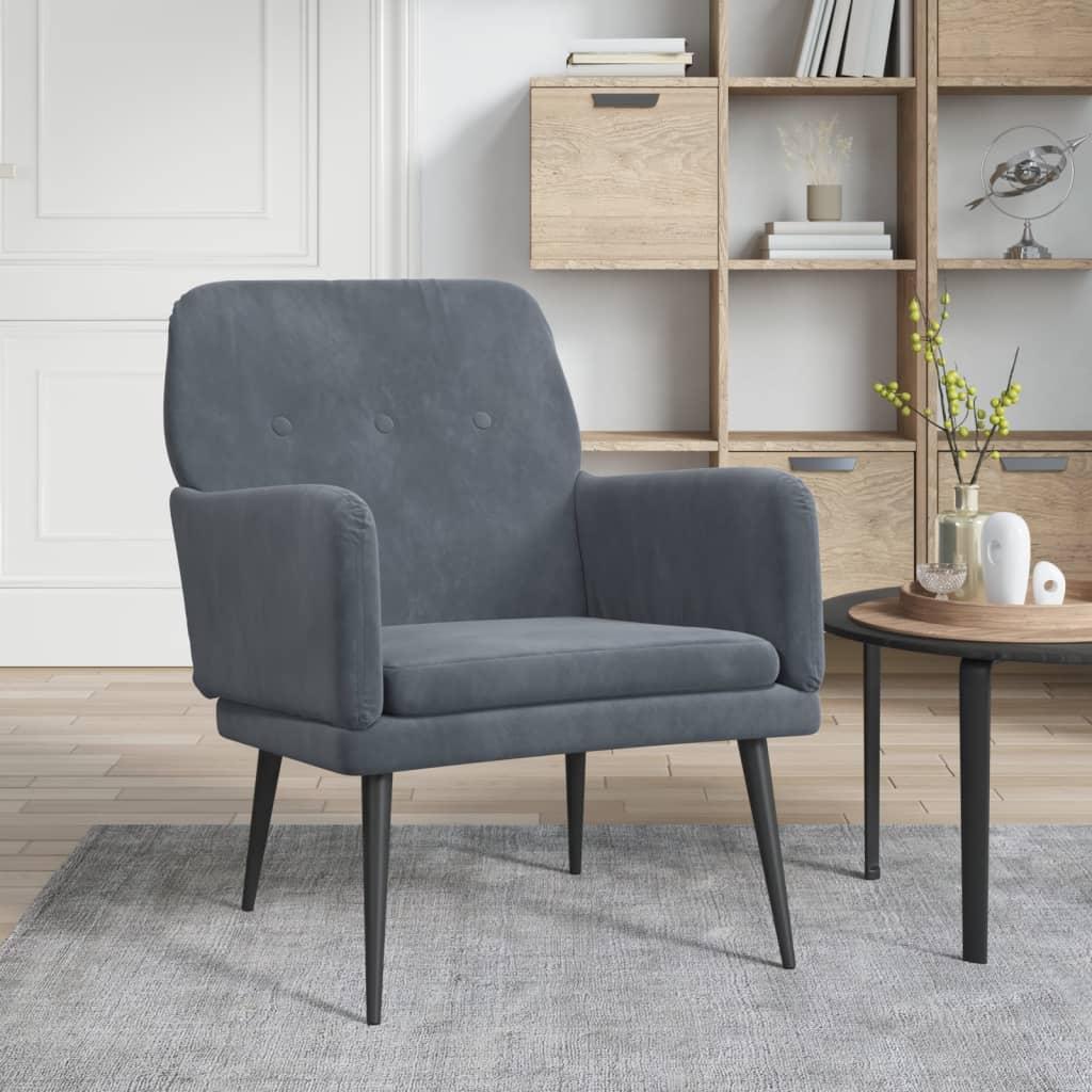 Lænestol 62x79x79 Cm Velour Mørkegrå