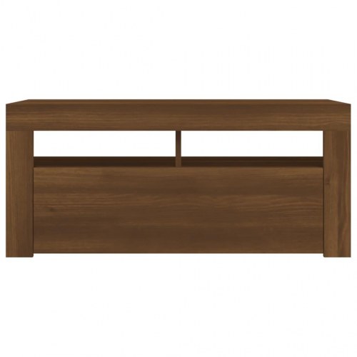 Tv-bord med LED-lys 90x35x40 cm brun egetræsfarve