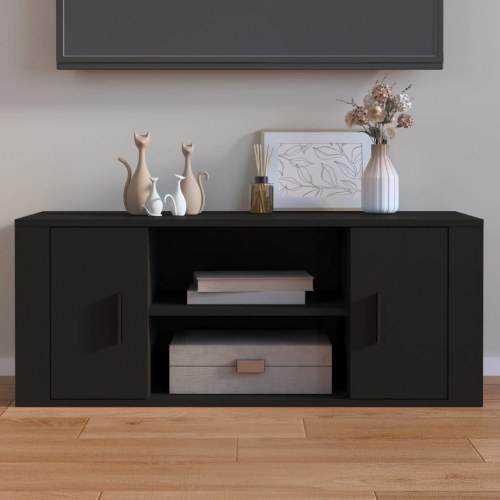 Tv-bord 100x35x40 cm konstrueret træ sort