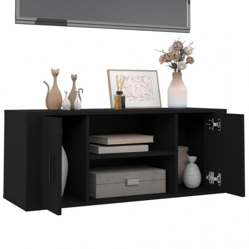 Tv-bord 100x35x40 cm konstrueret træ sort