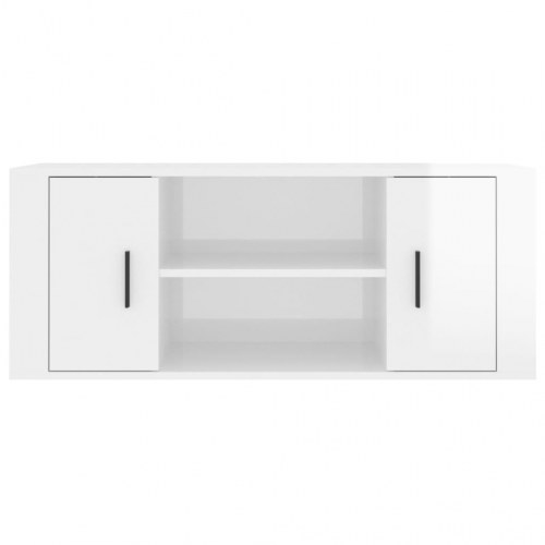 Tv-bord 100x35x40 cm konstrueret træ hvid højglans