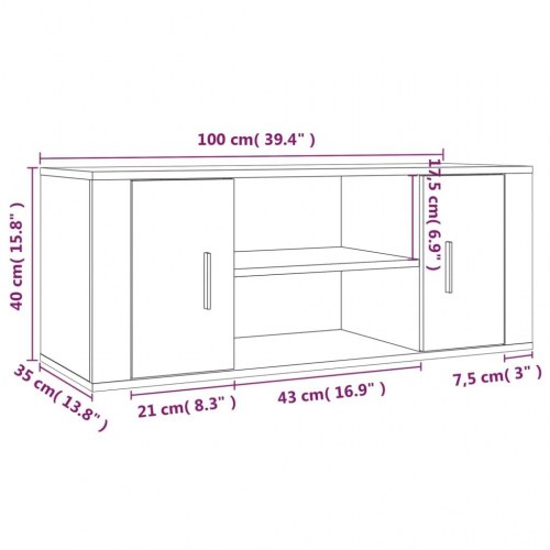 TV-bord 100 x 35 x 40 cm - sonoma-eg