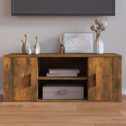 TV-bord i konstrueret træ 100 x 35 x 40 cm - røget egetræsfarve