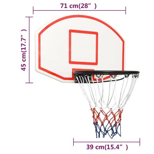 Basketballkurv med plade 71x45x2 cm polyethylen hvid