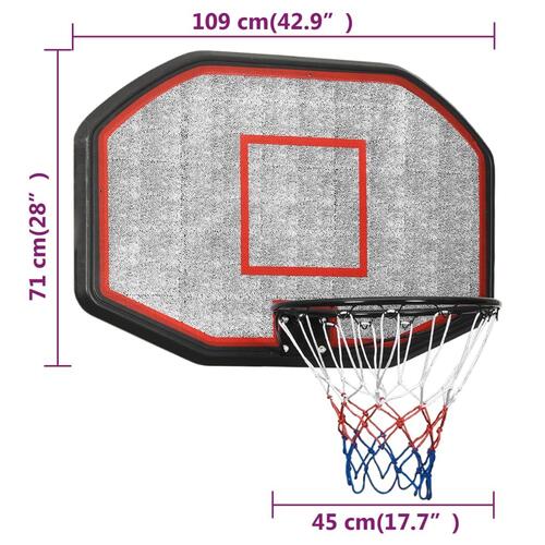 Basketballkurv med plade 109x71x3 cm polyethylen sort