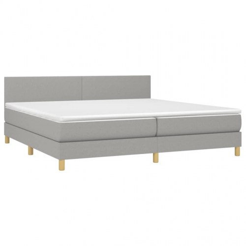 Kontinentalseng med madras 200 x 200 cm - stof, lysegrå