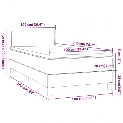Kontinentalseng med madras 100x200 cm stof cremefarvet