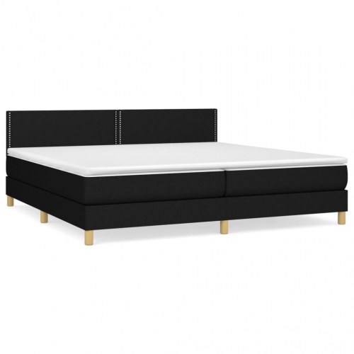 Kontinentalseng med madras 200x200 cm - stof, sort