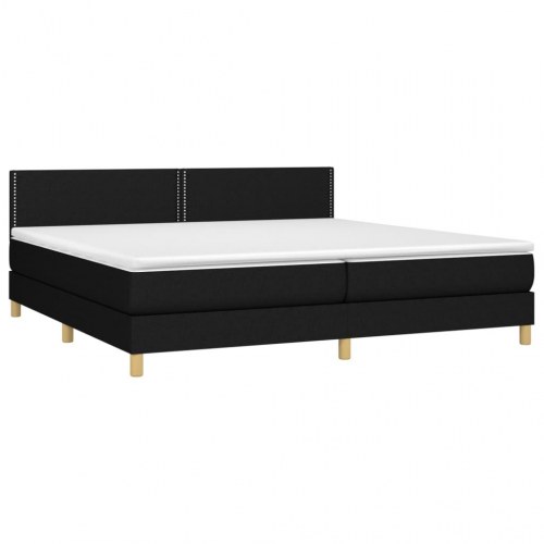 Kontinentalseng med madras 200x200 cm - stof, sort