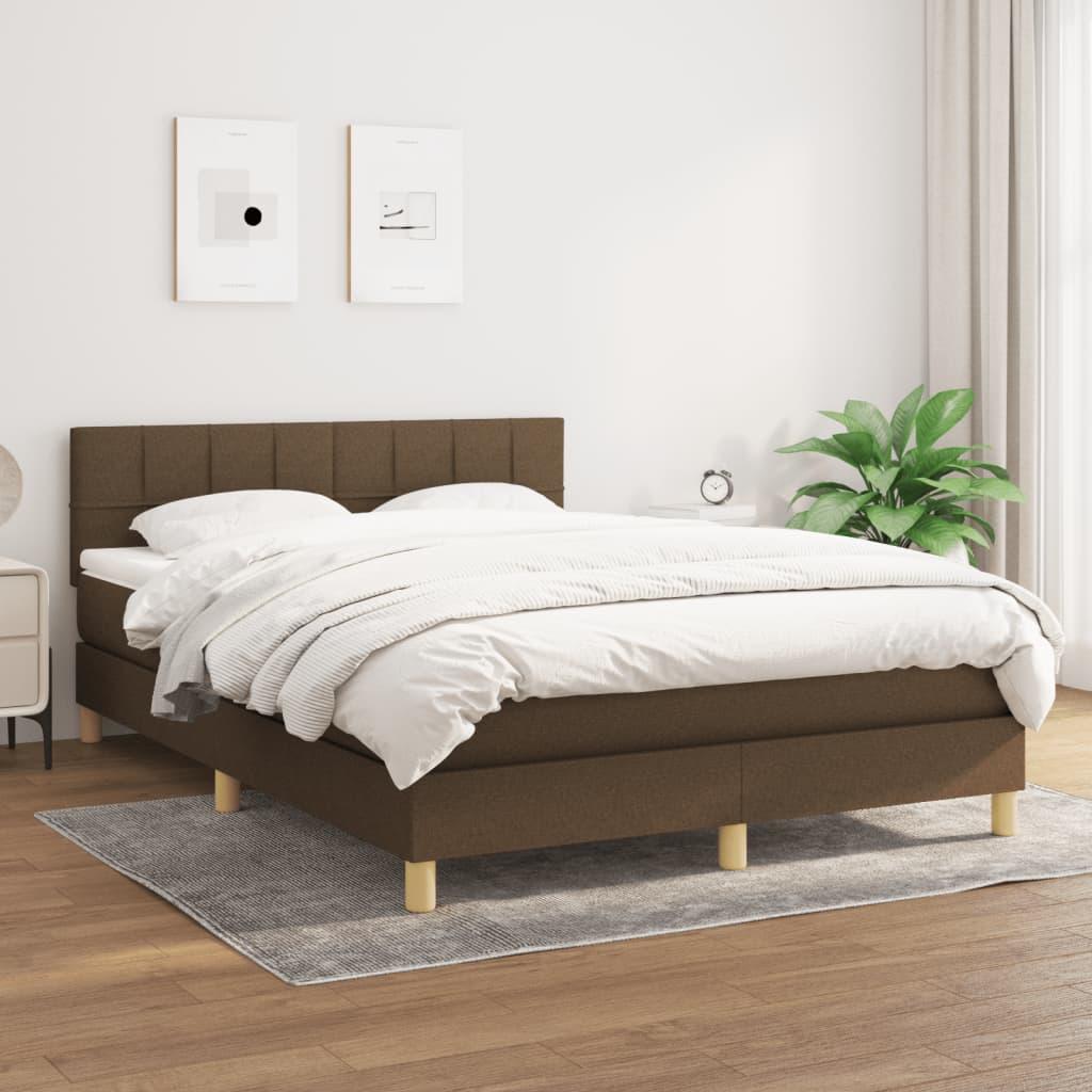 Boxmadras Med Topmadras Med Madras Lysegrå 90 X 190 Cm Stof - Mørkebrun / 140 x 190 cm / Blok med firkanter