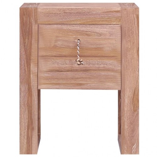 Sengebord 40×30×50 cm i massivt teaktræ - natbord med skuffe