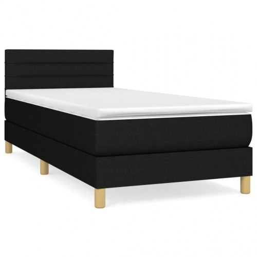 Kontinentalseng med madras 90×200 cm - stof, sort