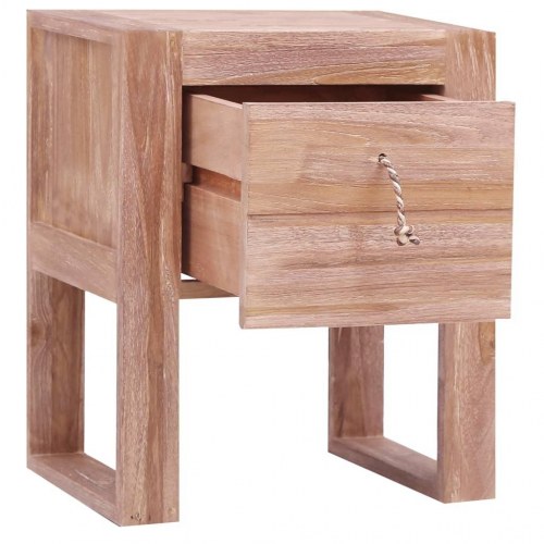 Sengebord 40×30×50 cm i massivt teaktræ - natbord med skuffe