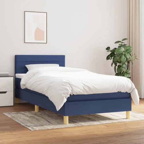 Kontinentalseng med madras 100×200 cm - stof, blå