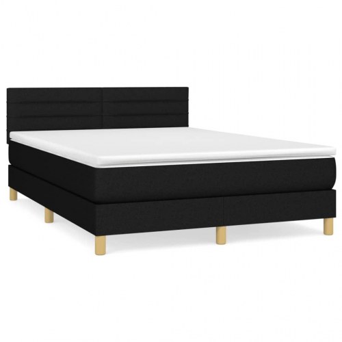 Kontinentalseng med madras 140×200 cm - stof, sort
