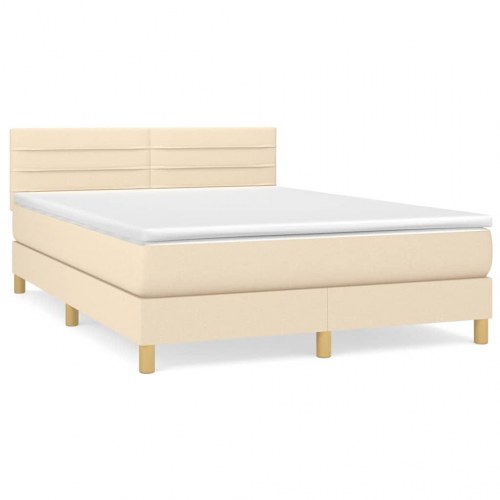 Kontinentalseng med madras 140×200 cm - stof, cremefarvet