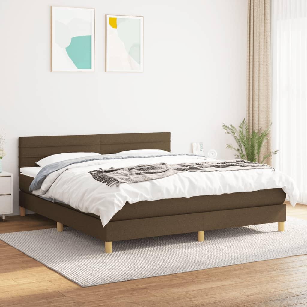 Boxmadras Med Topmadras Med Madras Lysegrå 90 X 190 Cm Stof - Mørkebrun / 160 x 200 cm / vandrette striber
