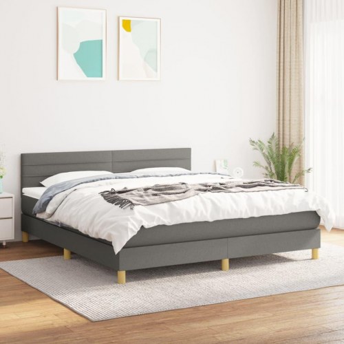 Kontinentalseng med madras 180×200 cm - stof, mørkegrå