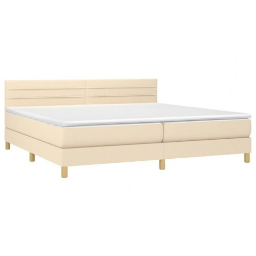 Kontinentalseng med madras 200x200 cm - stof, cremefarvet